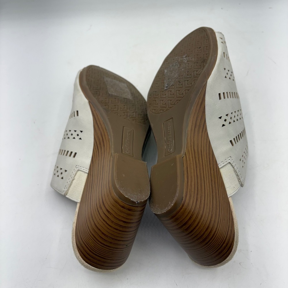 Croft & Barrow Womens Laser Cut Wedge Sandals Cream Ortholite Slide Mules 7.5 - Picture 8 of 8